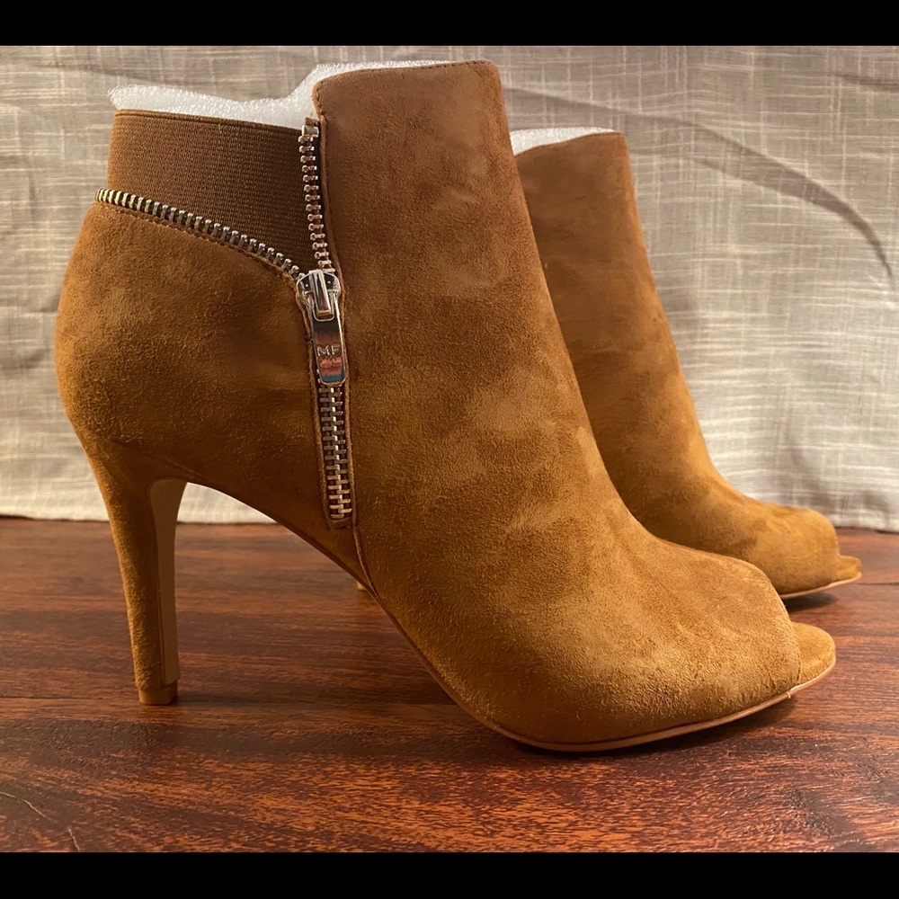 Marc Fisher Cognac Serenity Peep Boots/Booties